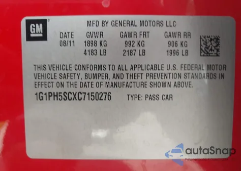 2012 Chevrolet Cruze Ltz z USA, uszkodzony, nr VIN 1G1PH5SCXC7150276